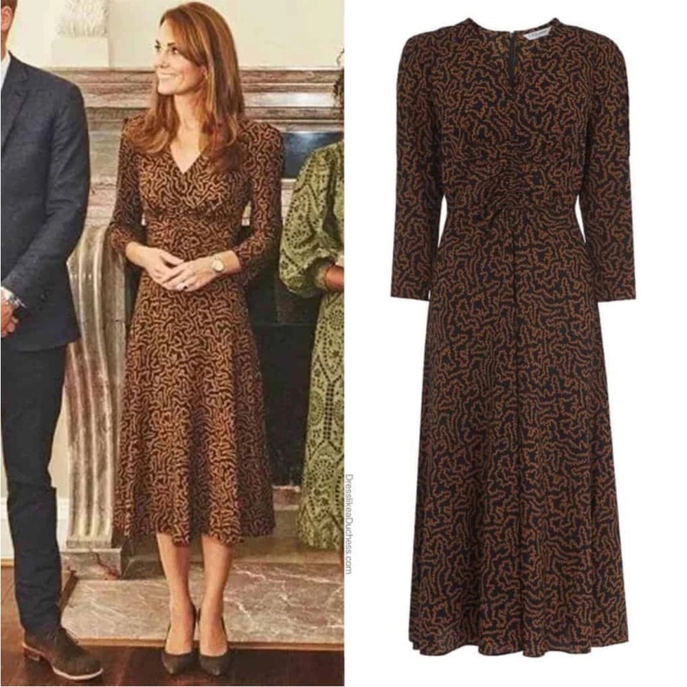 Kate Middleton L.K.Bennett 'Gabrielle' Coral Print Dress US Size 4